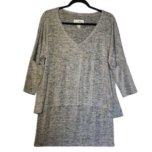 Joseph Ribkoff Heathered Gray Stretchy Tiered Tunic Size 10